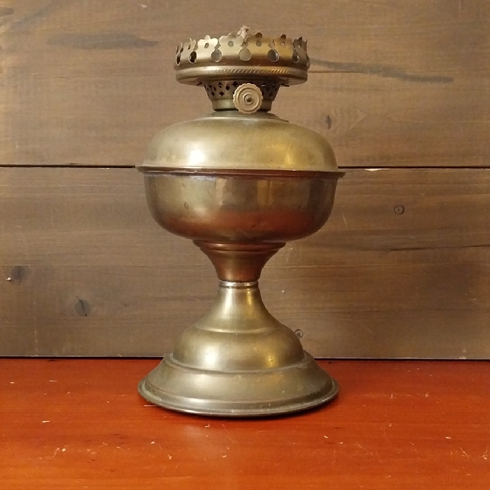 Antique -India-Brass Table Accent Oil Lamp - Victorian Era
